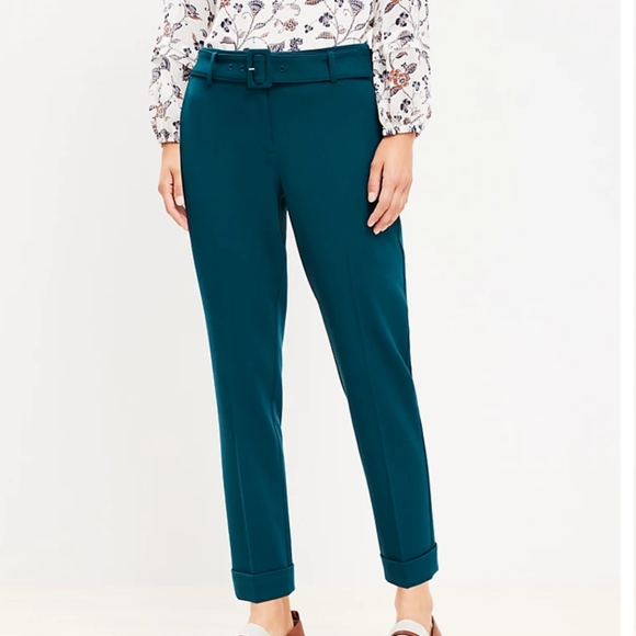 LOFT Pants - Loft Curvy Devin Slim Ankle Pants Teal size 6